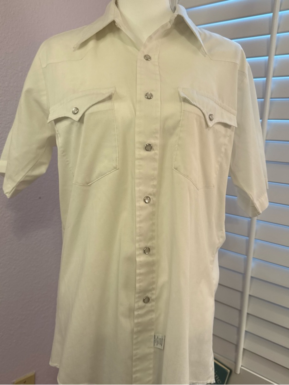Vintage H Bar C Men's Classic Short-Sleeve Western Shirt in Off-White